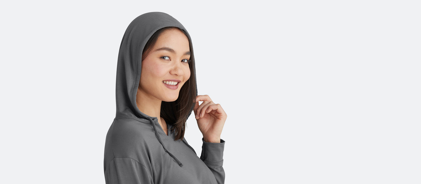 Modal Crop Hoodie | Grey