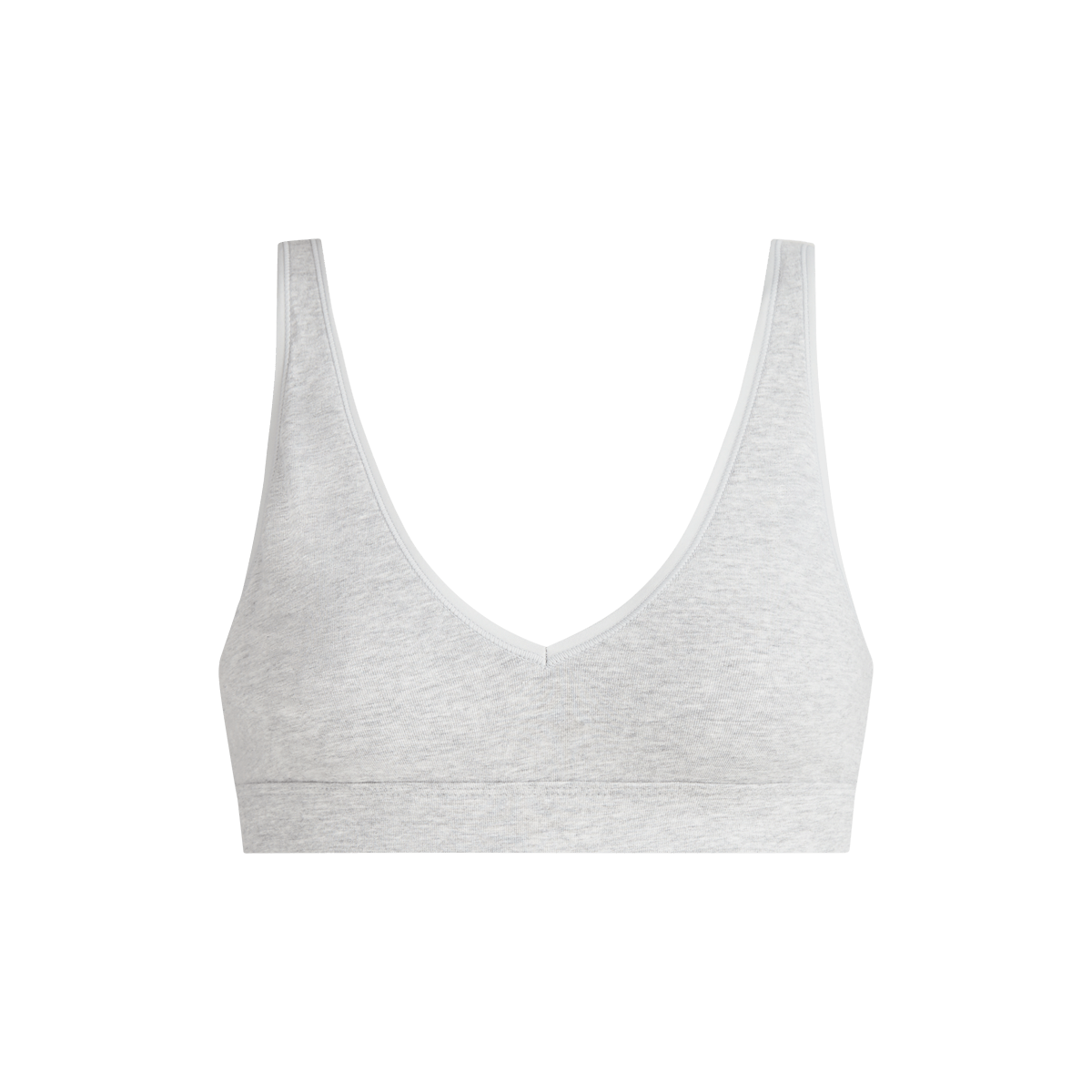 Stretch Cotton V-Neck Bralette | Heather Grey