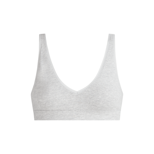 Stretch Cotton V-Neck Bralette | Heather Grey