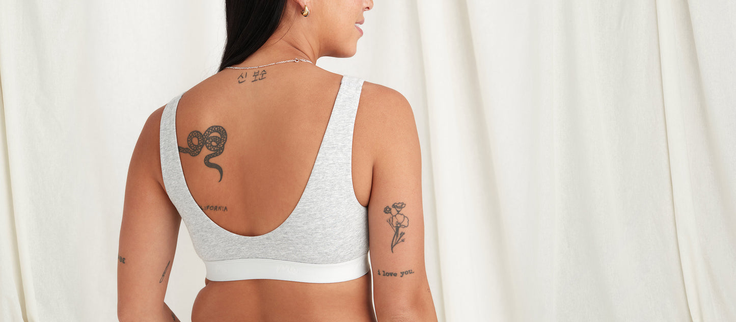 Stretch Cotton U-Neck Bralette | Heather Grey