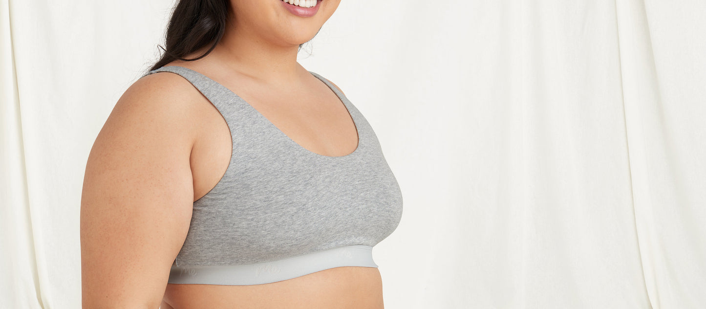 Stretch Cotton U-Neck Bralette | Heather Grey