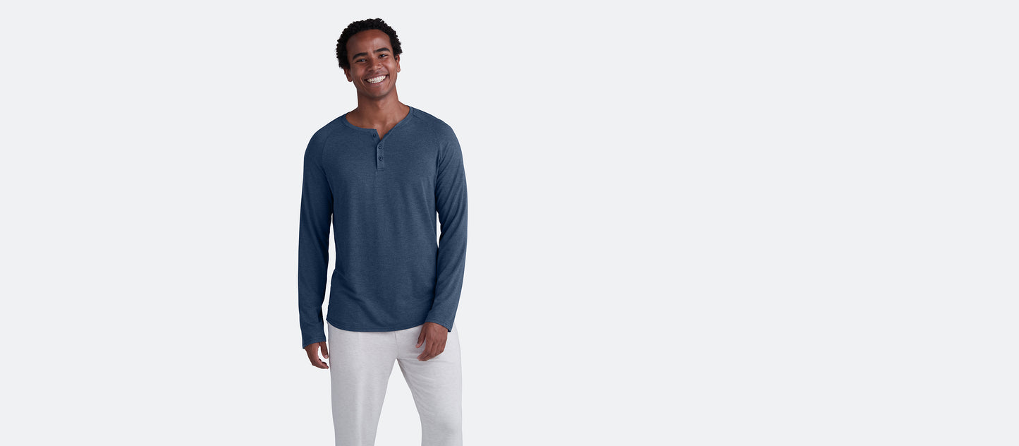 Men's Modal Henley | Heather Navy