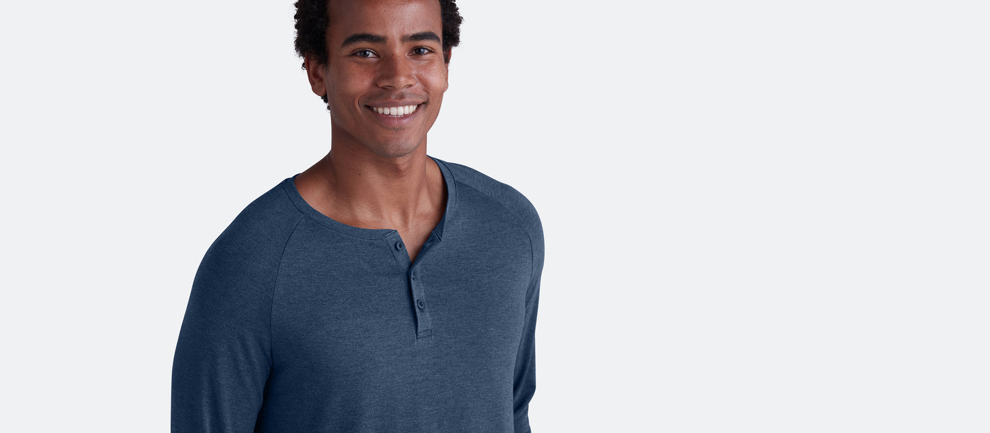 Men's Modal Henley | Heather Navy