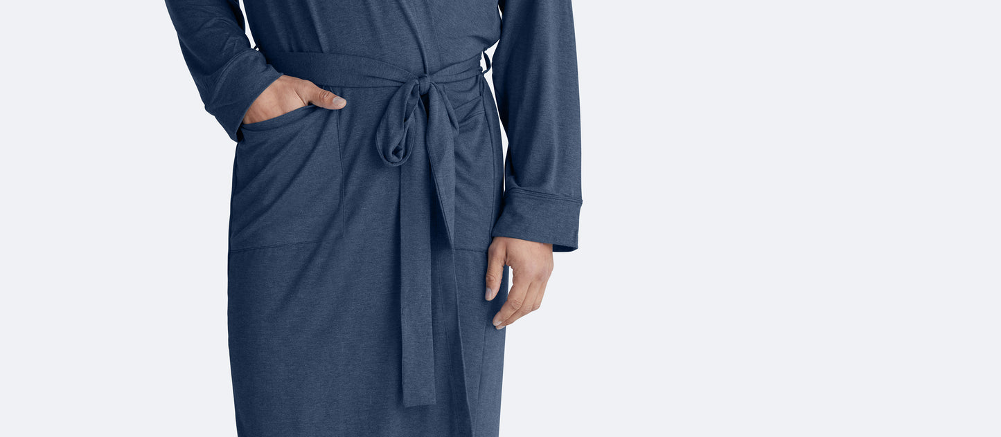 Unisex Hooded Modal Robe | Heather Navy