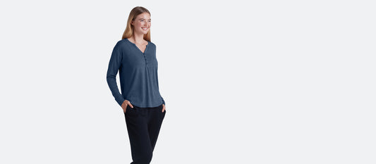 Women's Modal Henley | Heather Navy