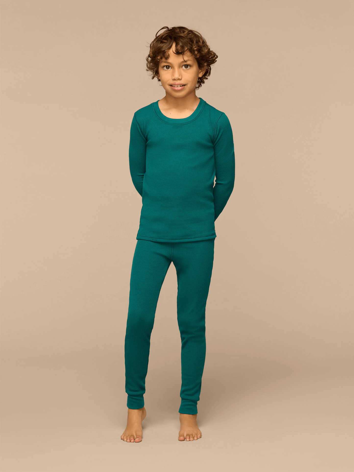 Kid's Waffle PJ Set | Emerald Green