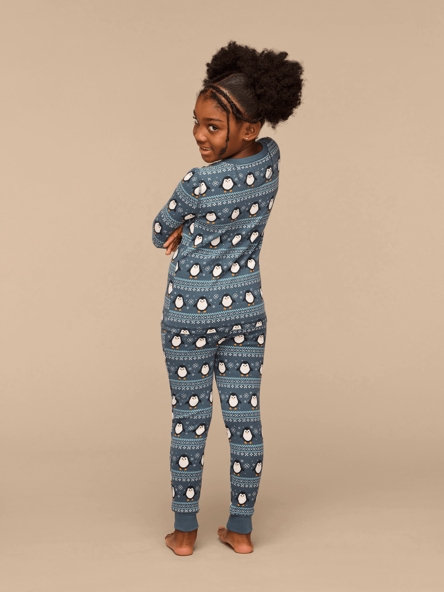 Kid's Waffle PJ Set | Penguin Sweater