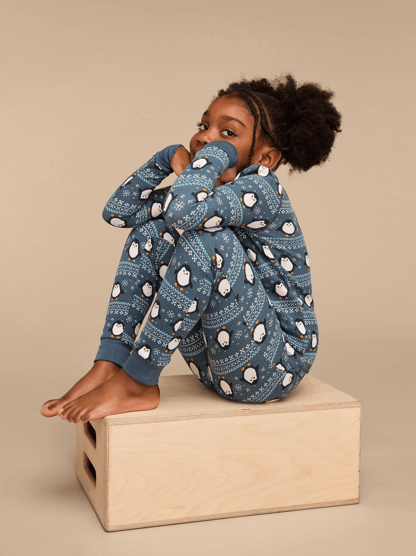 Kid's Waffle PJ Set | Penguin Sweater