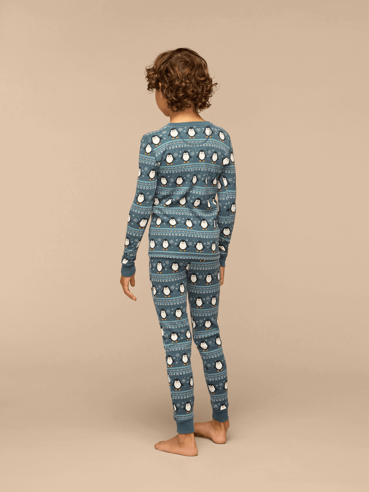 Kid's Waffle PJ Set | Penguin Sweater