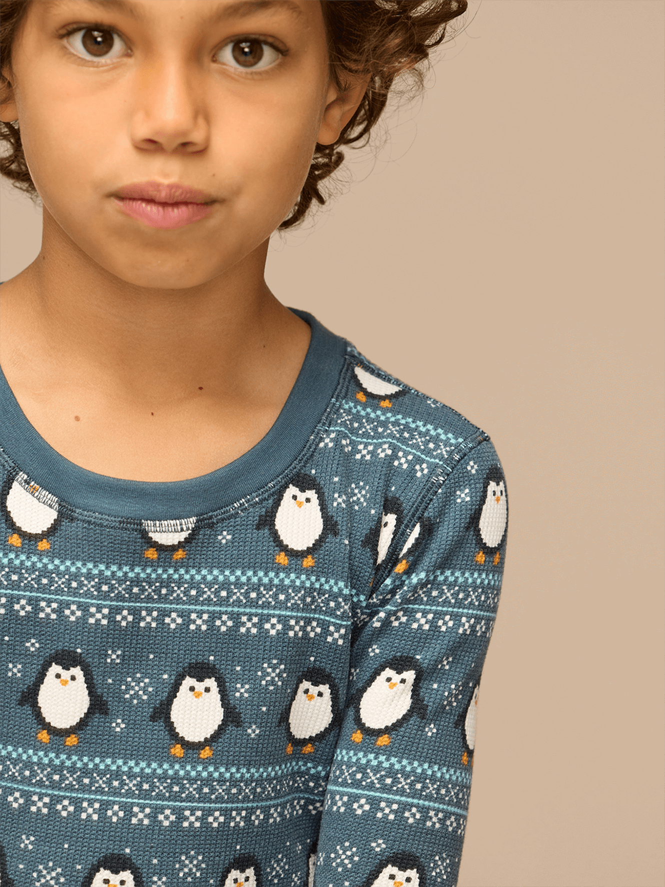 Kid's Waffle PJ Set | Penguin Sweater