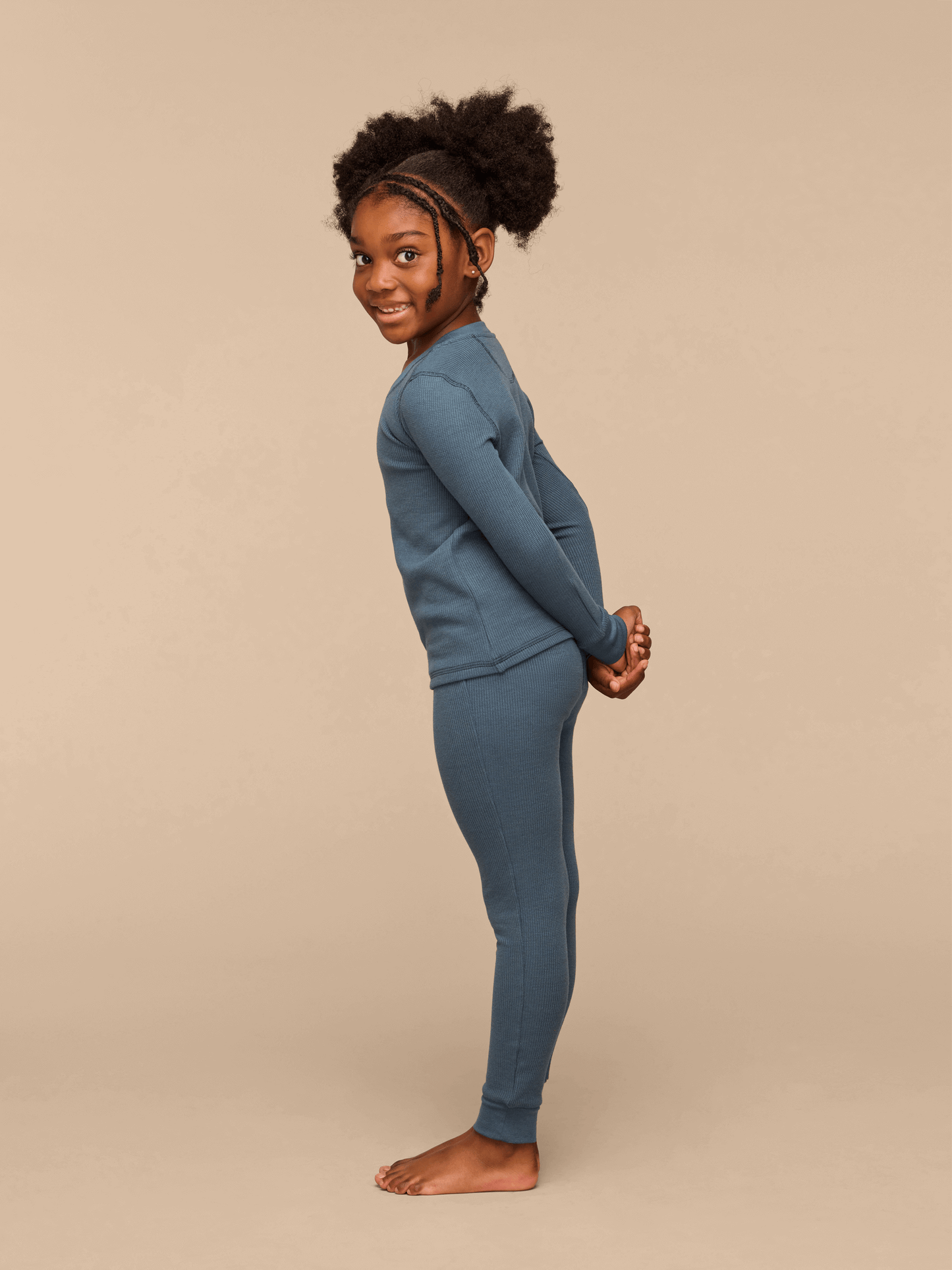 Kid's Waffle PJ Set | Storm Blue