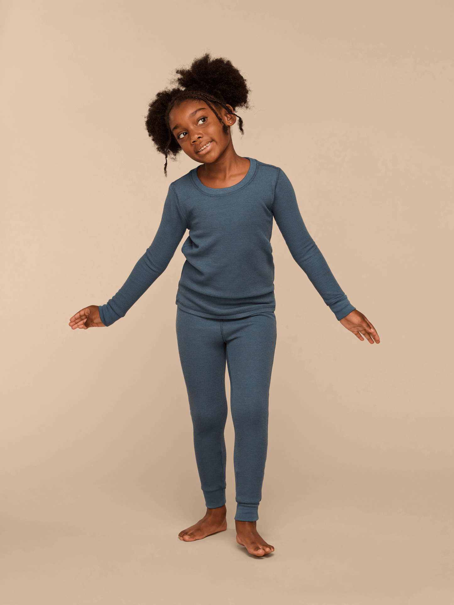 Kid's Waffle PJ Set | Storm Blue