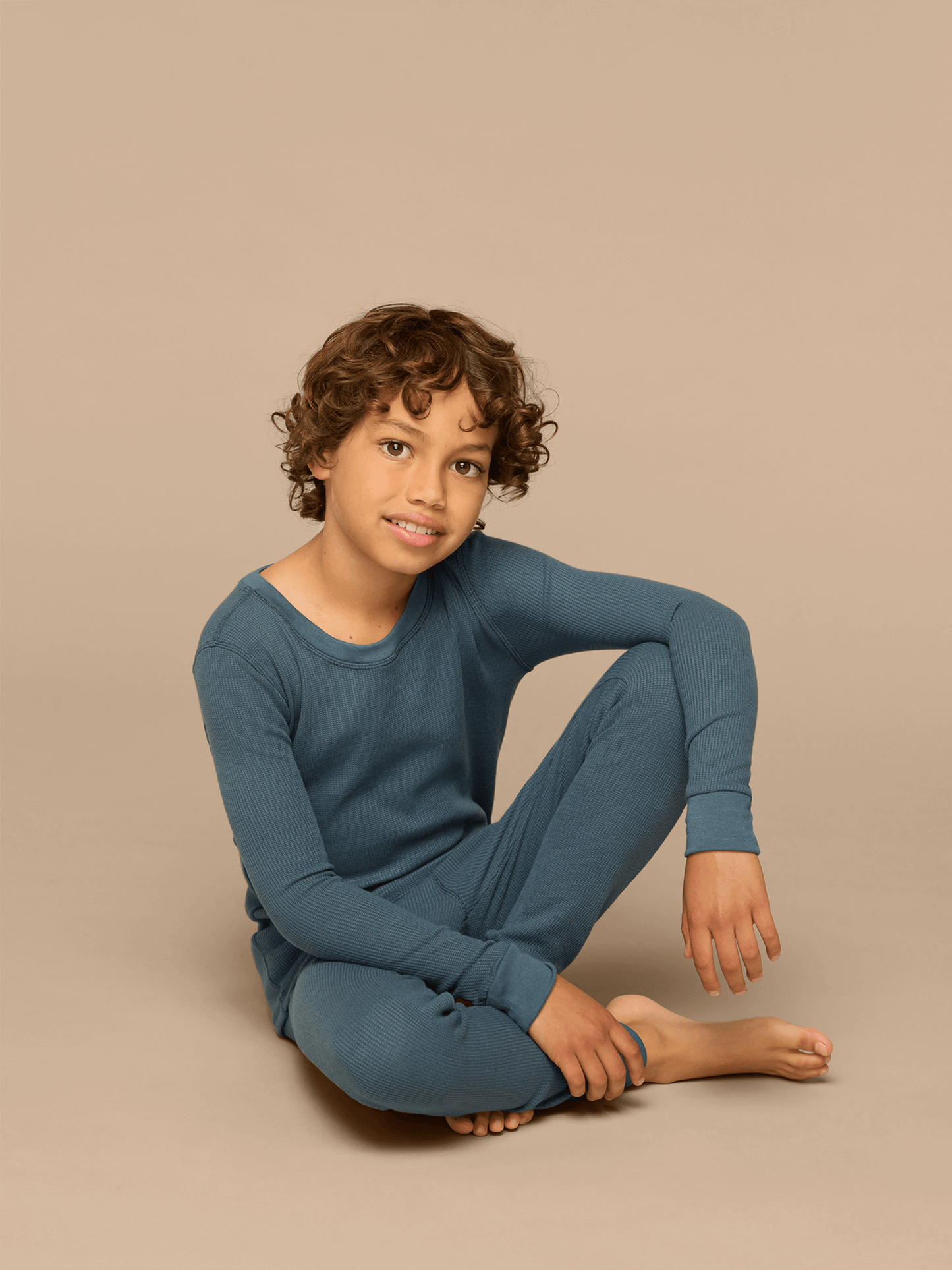 Kid's Waffle PJ Set | Storm Blue