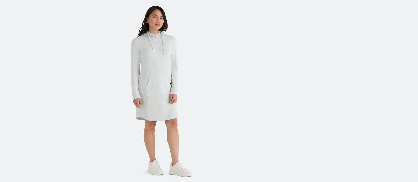 French Terry Hooded Dress | Light Heather Grey