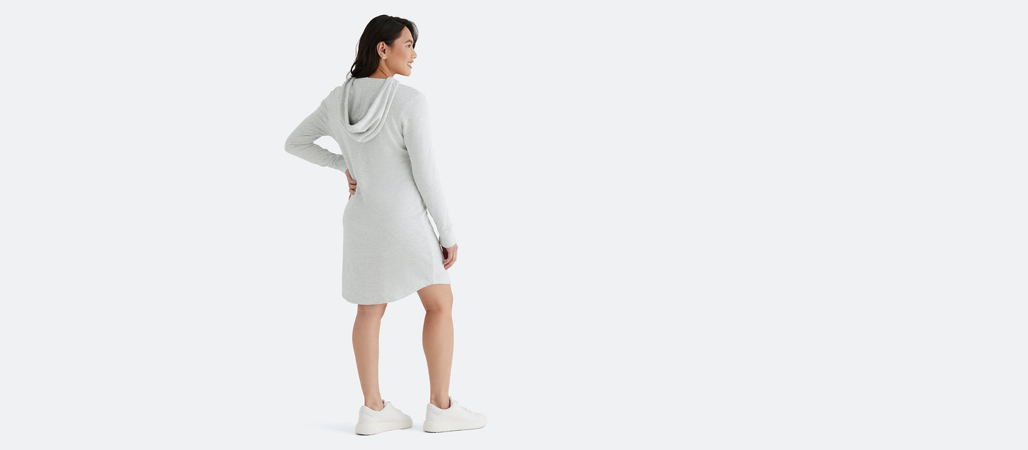 French Terry Hooded Dress | Light Heather Grey