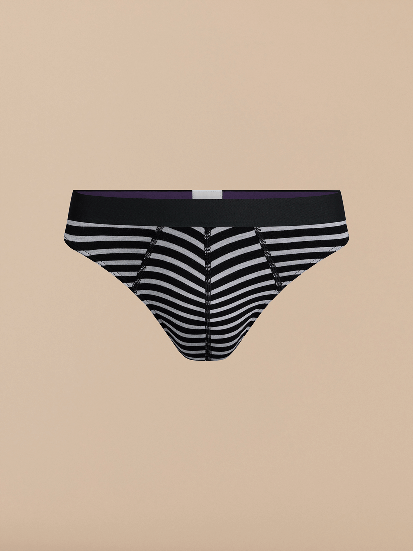 Pouch Front Thong | Heather Grey Stripes