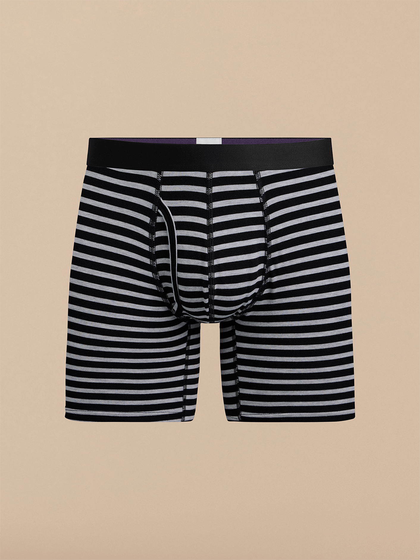 Boxer Brief w/ Fly | Heather Grey Stripes