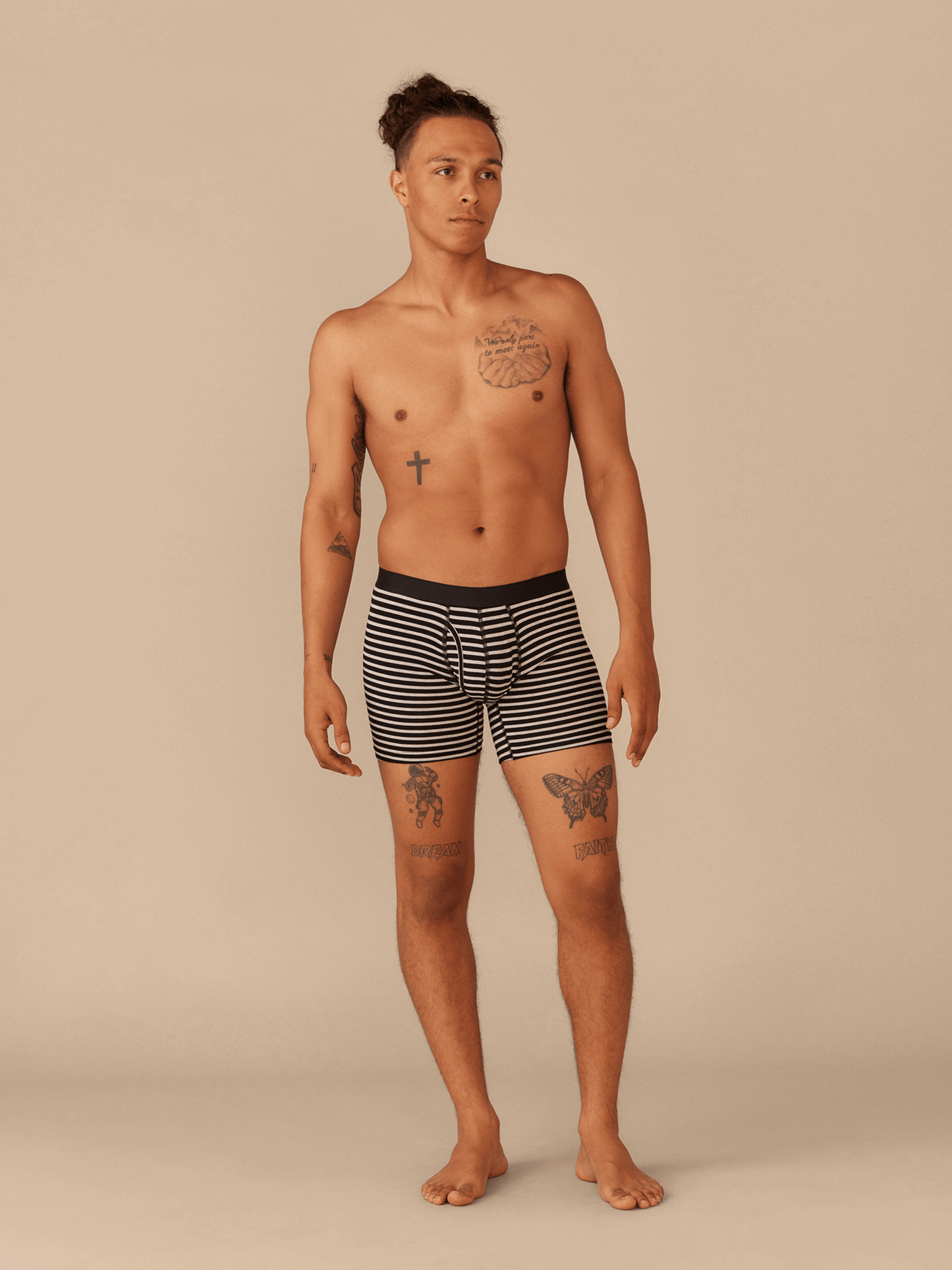 Boxer Brief w/ Fly | Heather Grey Stripes