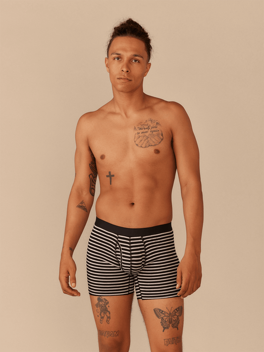 Boxer Brief w/ Fly | Heather Grey Stripes