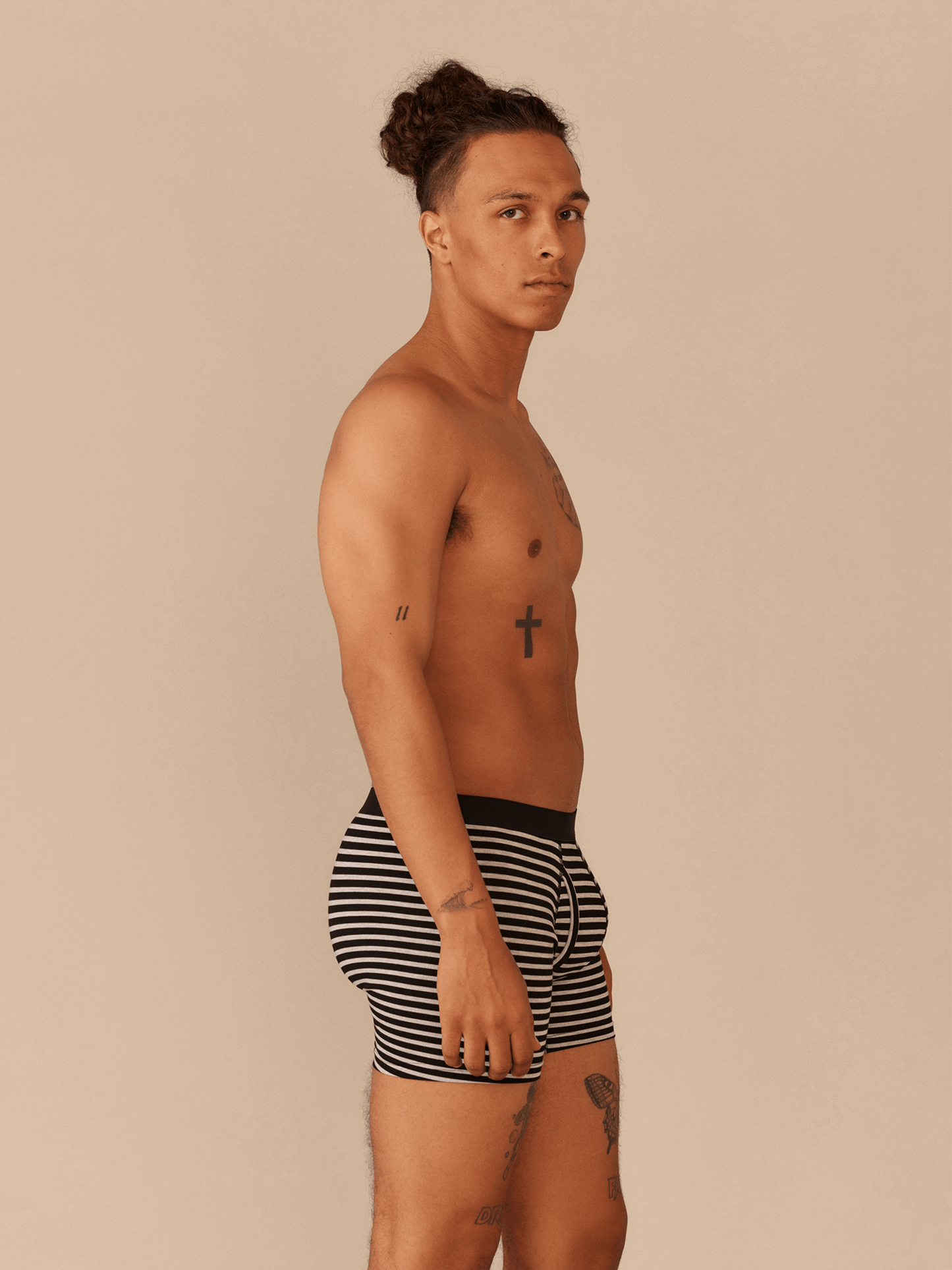 Boxer Brief w/ Fly | Heather Grey Stripes