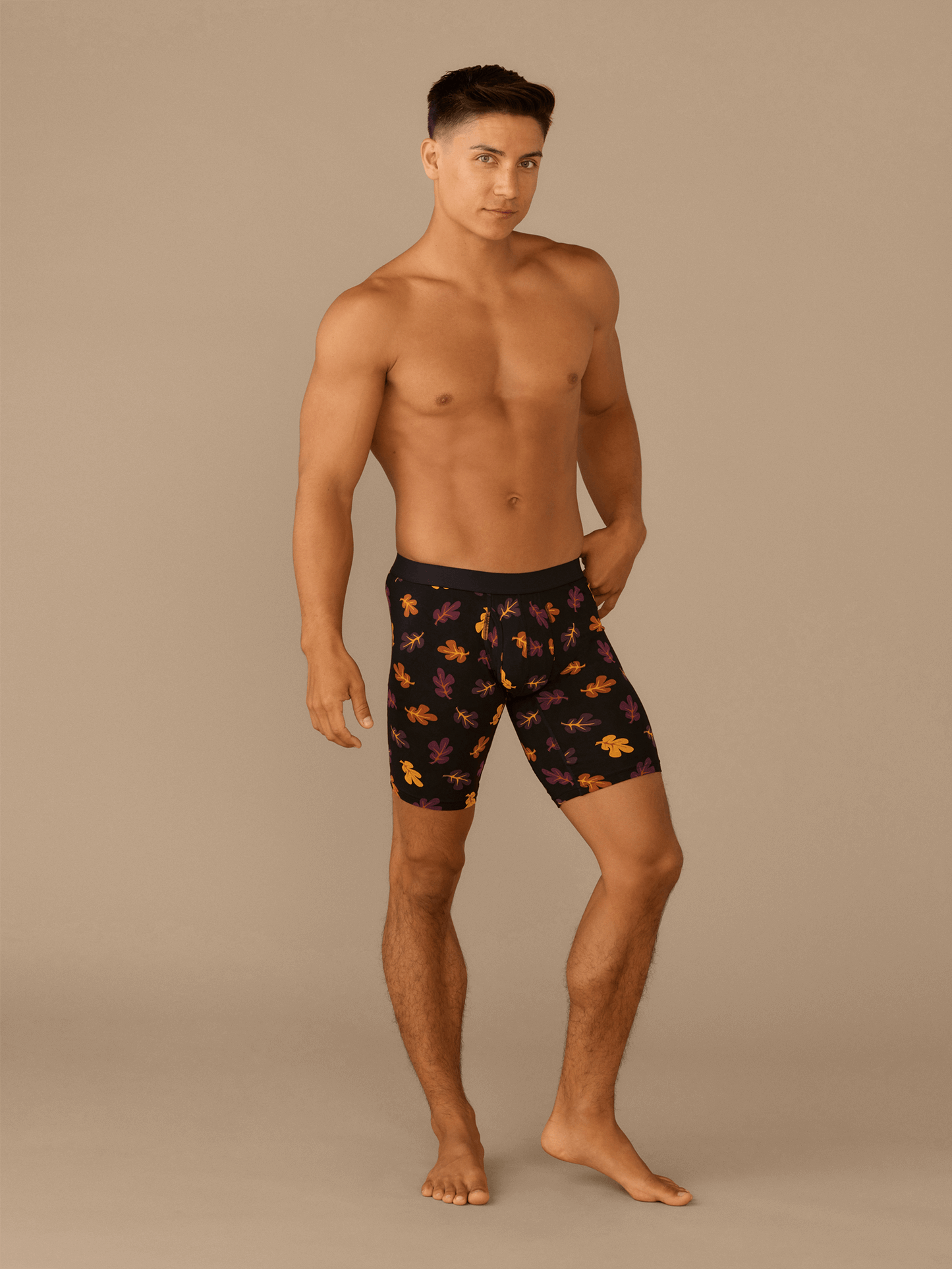 Long Boxer Brief w/ Fly | Fall Leaves