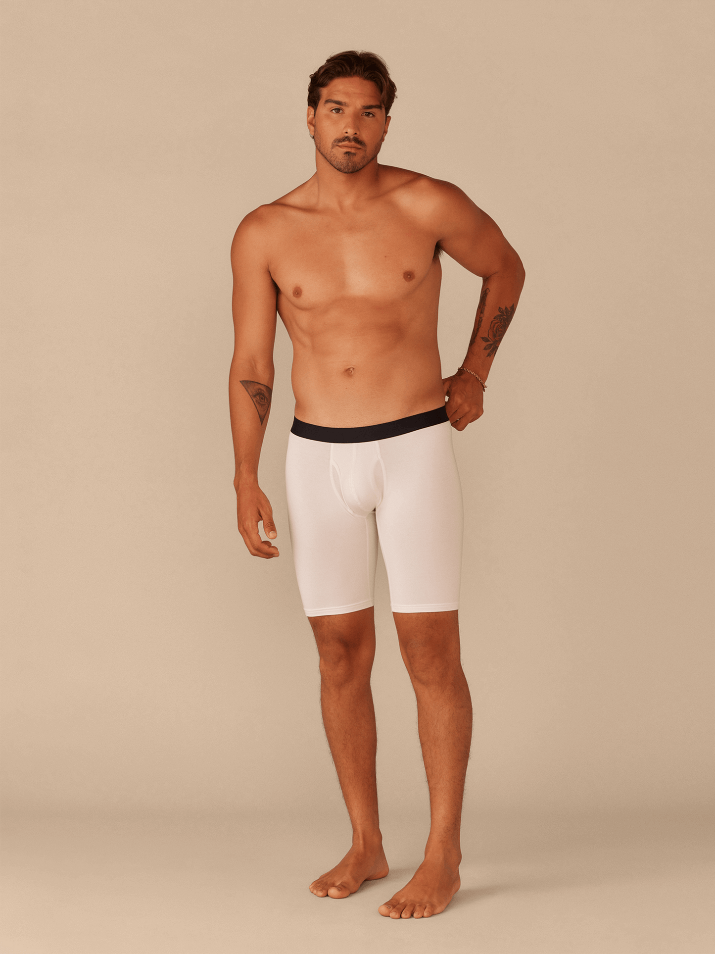 Long Boxer Brief w/ Fly | White