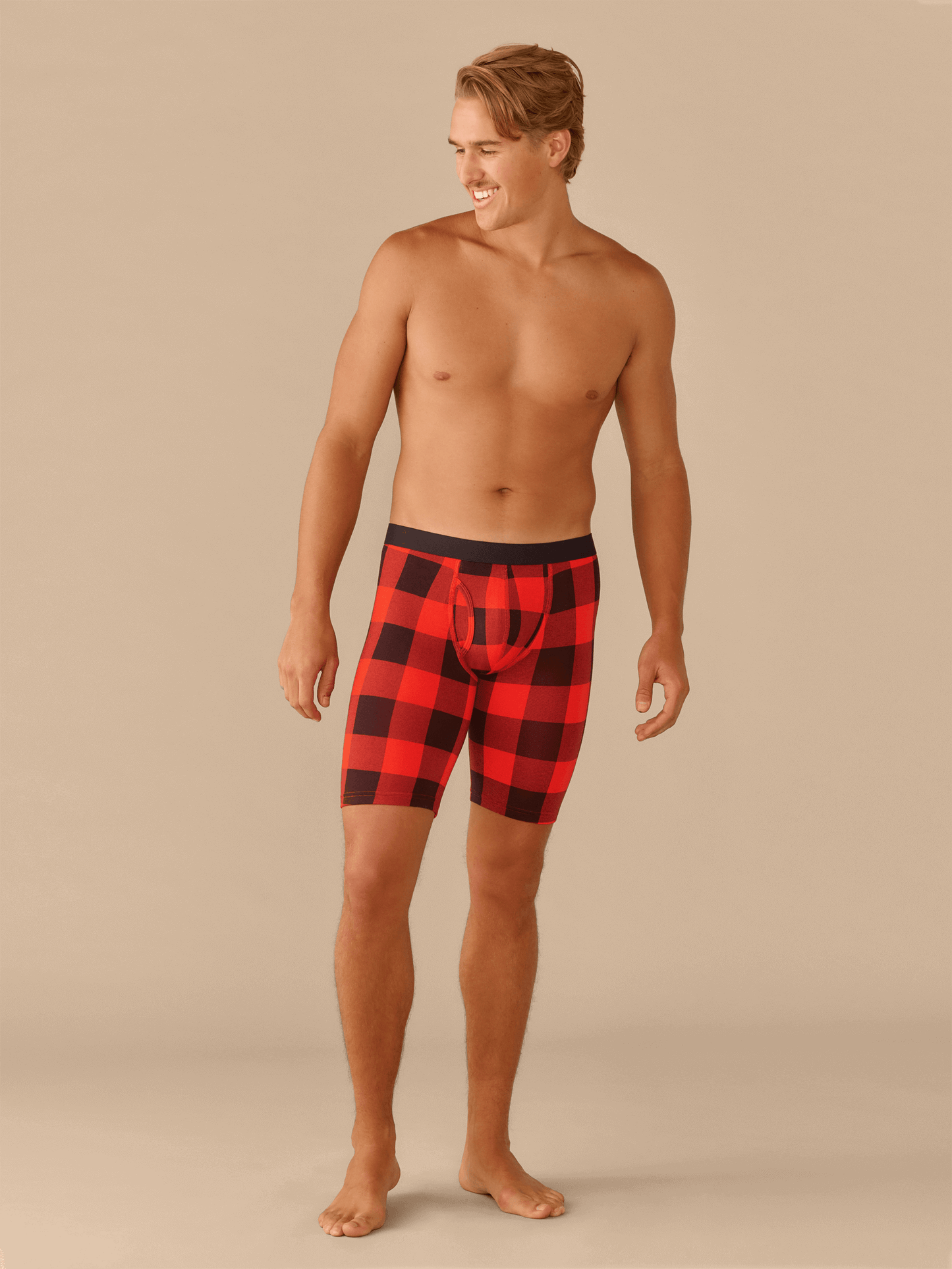 The Ball Caddy™ Long Boxer Brief w/ Fly | Buffalo Plaid