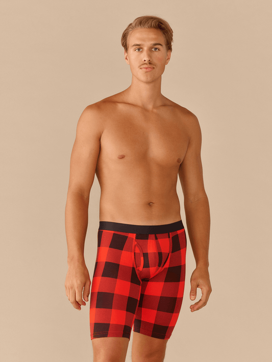 The Ball Caddy™ Long Boxer Brief w/ Fly | Buffalo Plaid