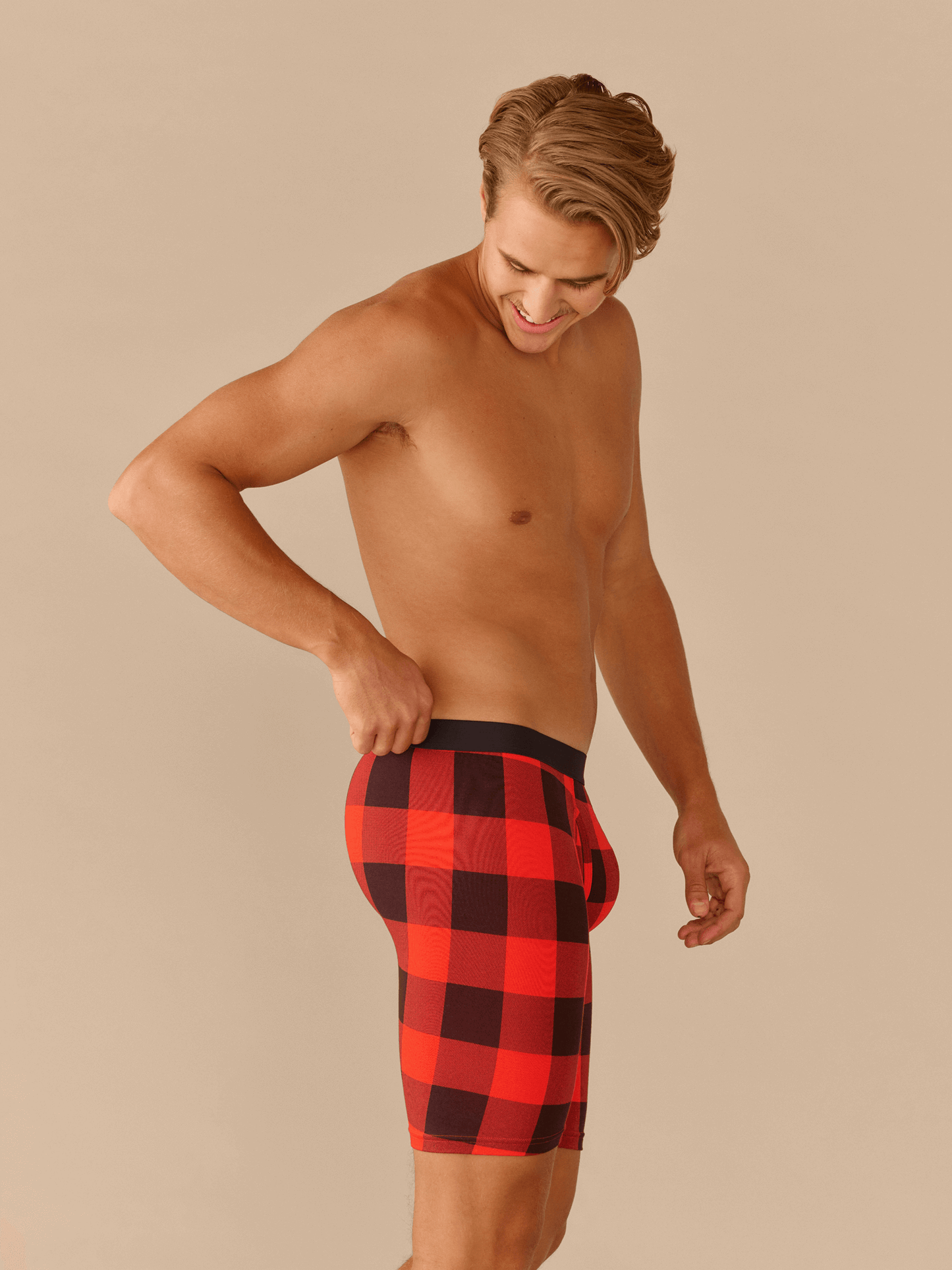 The Ball Caddy™ Long Boxer Brief w/ Fly | Buffalo Plaid