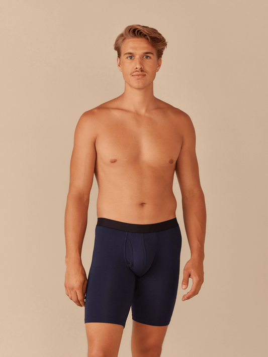 The Ball Caddy™ Long Boxer Brief w/ Fly | Dark Sapphire