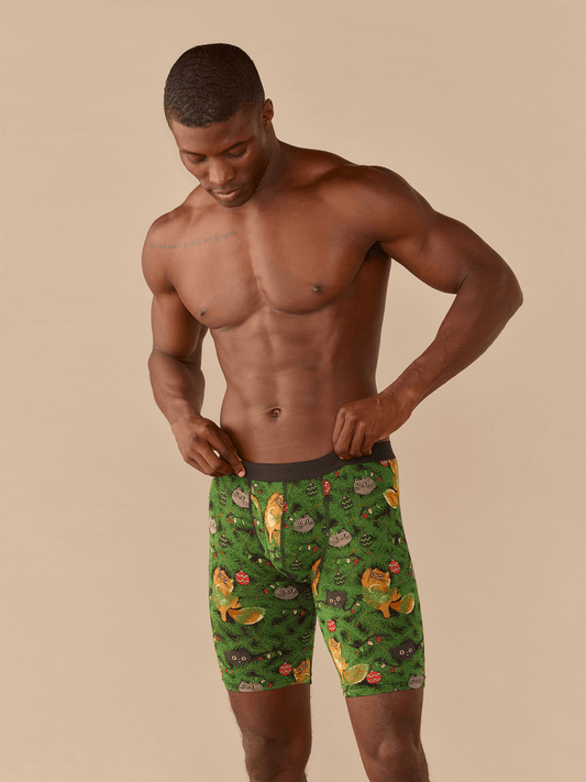 The Ball Caddy™ Long Boxer Brief w/ Fly | Meowy Christmas