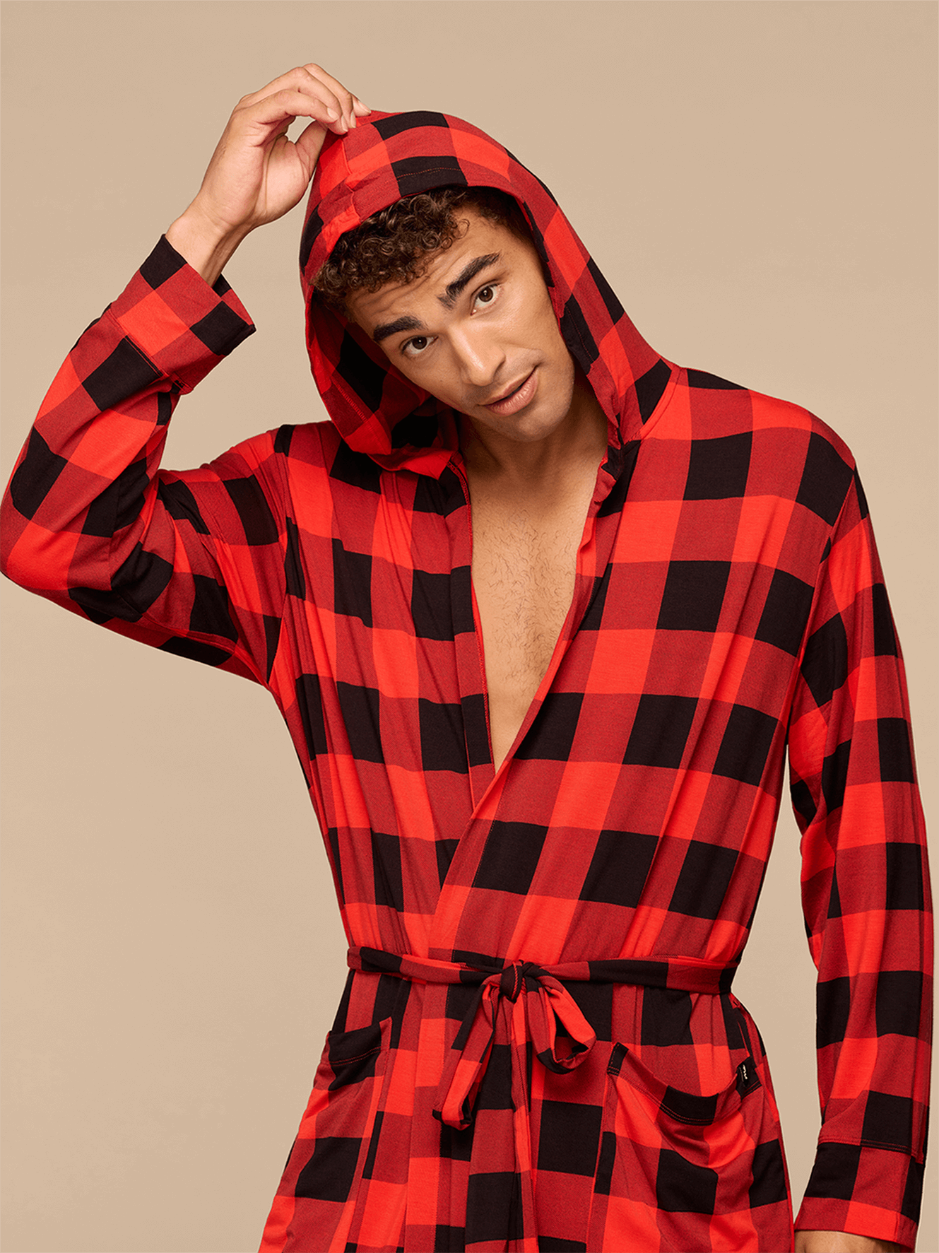 Unisex Hooded Modal Robe | Buffalo Plaid