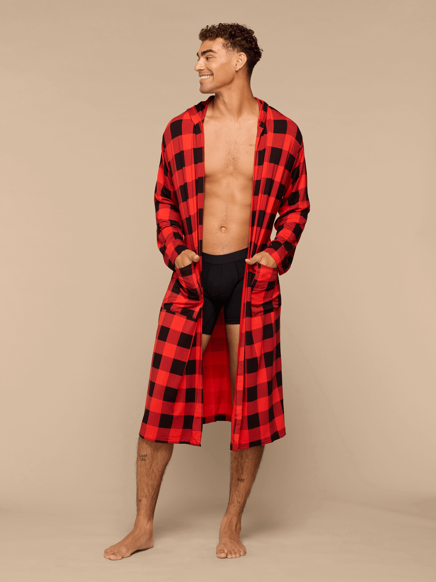 Unisex Hooded Modal Robe | Buffalo Plaid