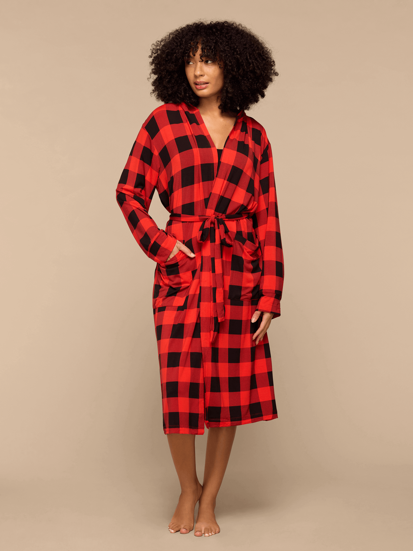 Unisex Hooded Modal Robe | Buffalo Plaid