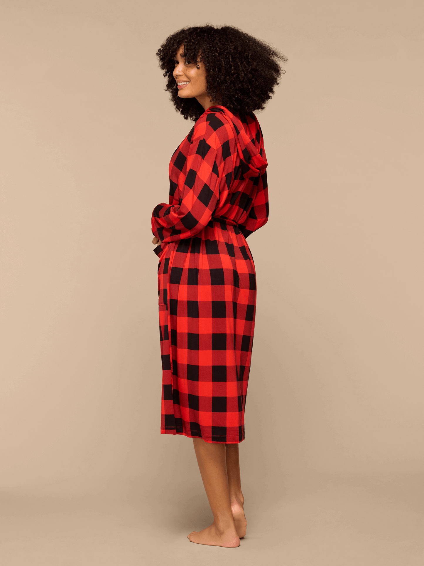 Unisex Hooded Modal Robe | Buffalo Plaid