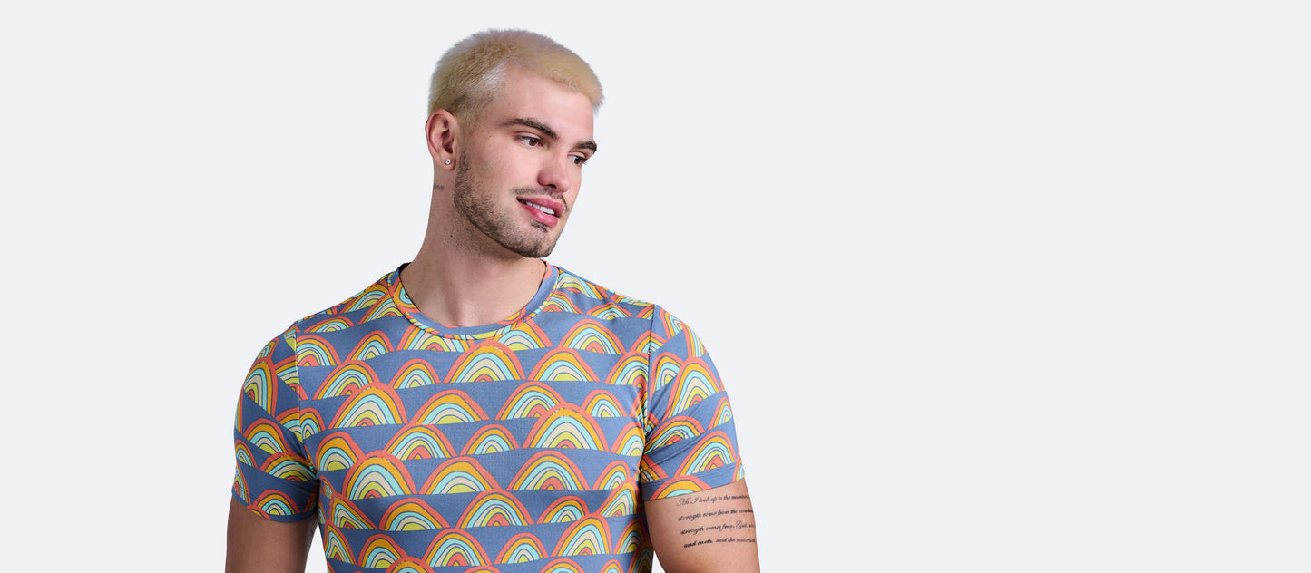 Men's Modal Crew Tee | Retro Rainbows