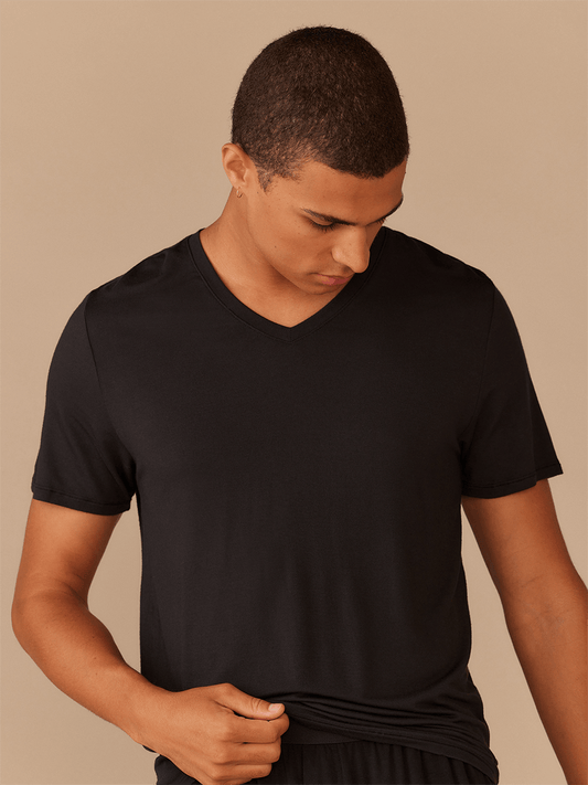 Men's Lightweight Modal V-Neck Undershirt | Black