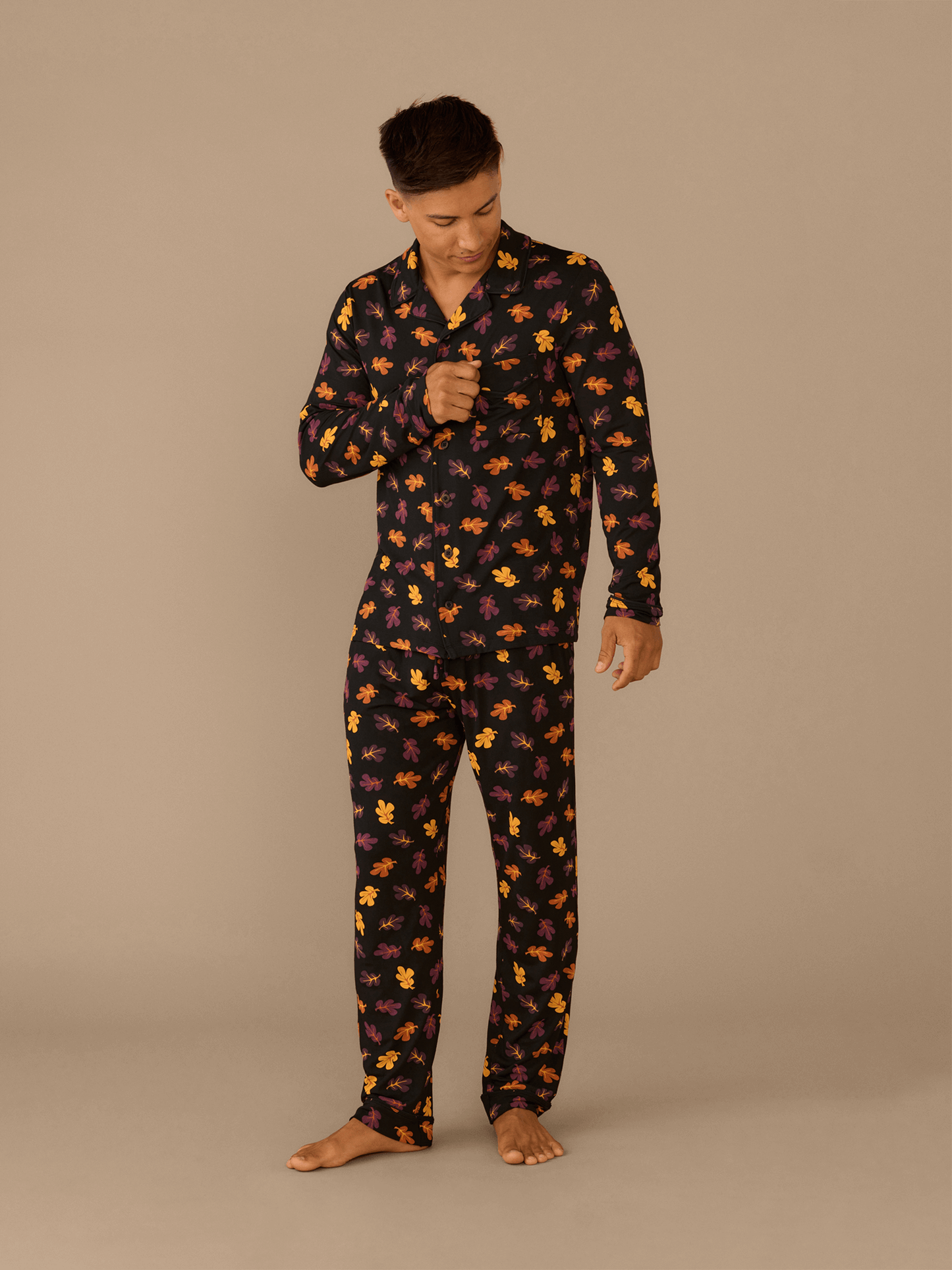 Men's Longsleeve Modal PJ Set | Fall Leaves