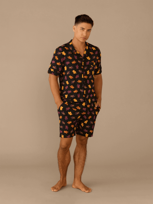 Men's Shortsleeve Modal PJ Set | Fall Leaves