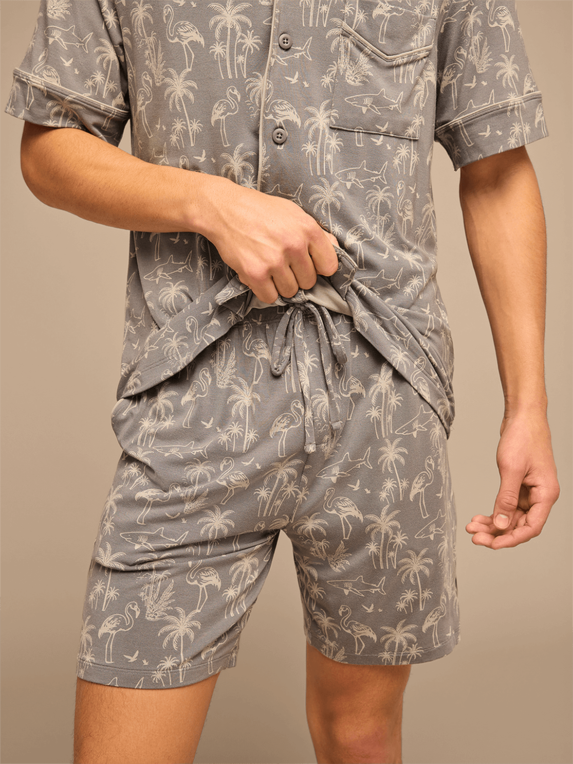 UltraModal™ Short Sleeve PJ Set - Men's | Grey Wild Life