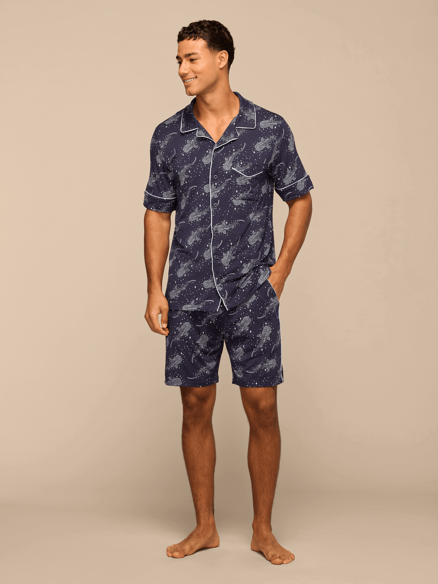 Men's Shortsleeve Modal PJ Set | Starry Sharks