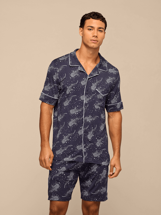 Men's Shortsleeve Modal PJ Set | Starry Sharks