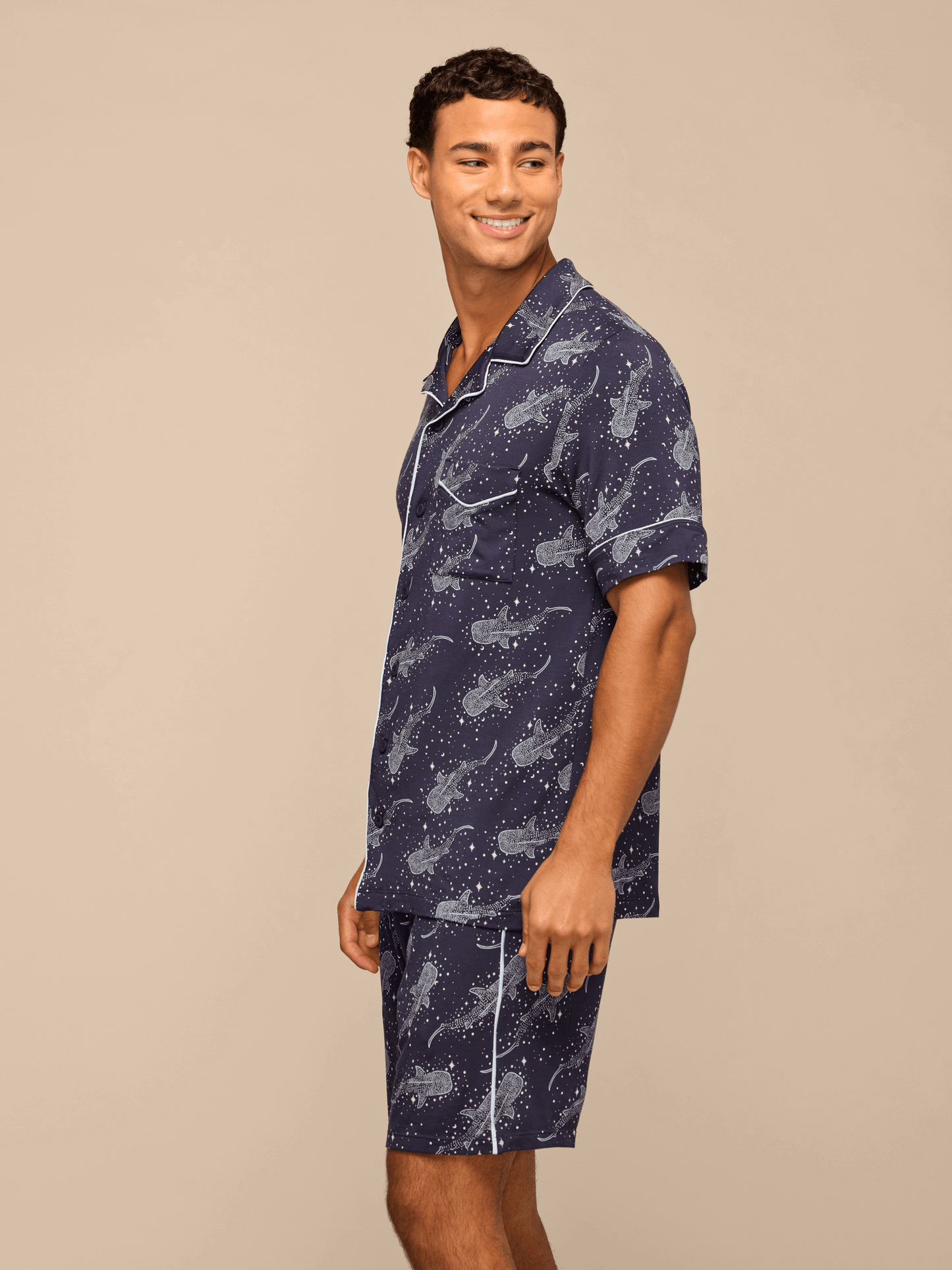 Men's Shortsleeve Modal PJ Set | Starry Sharks