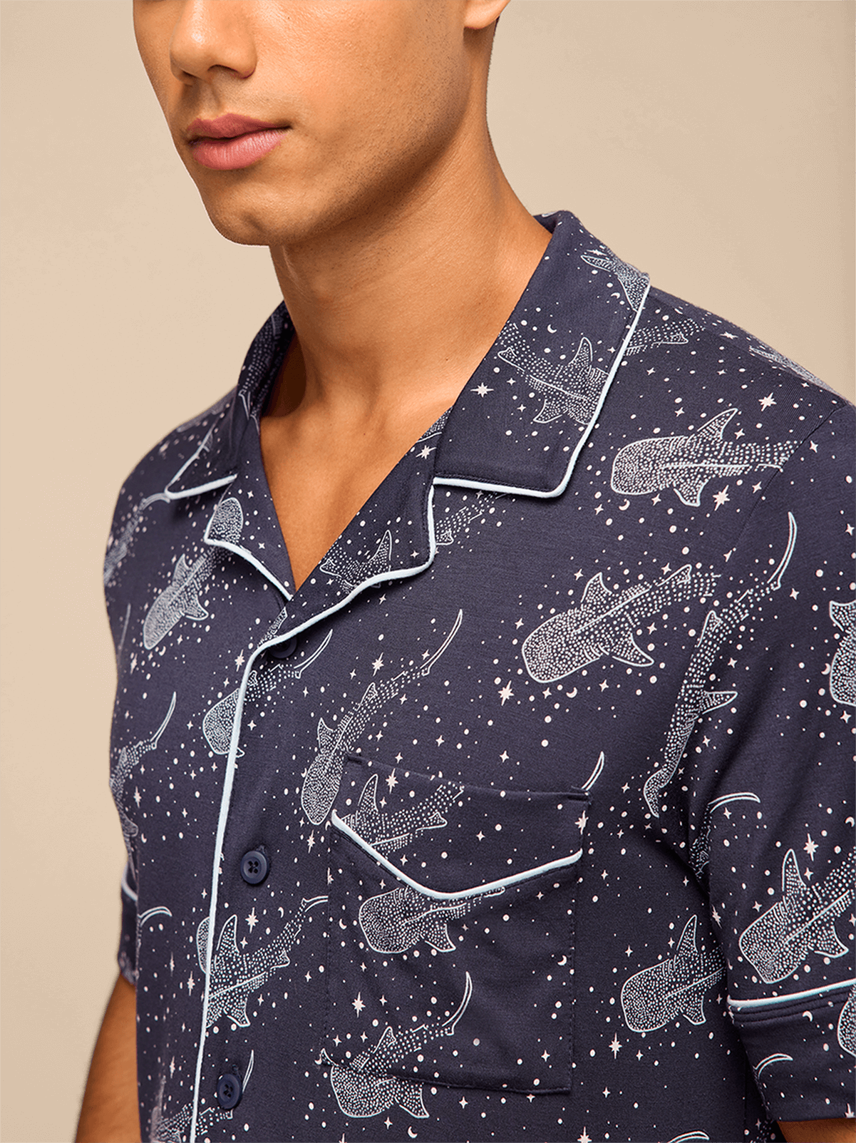 Men's Shortsleeve Modal PJ Set | Starry Sharks