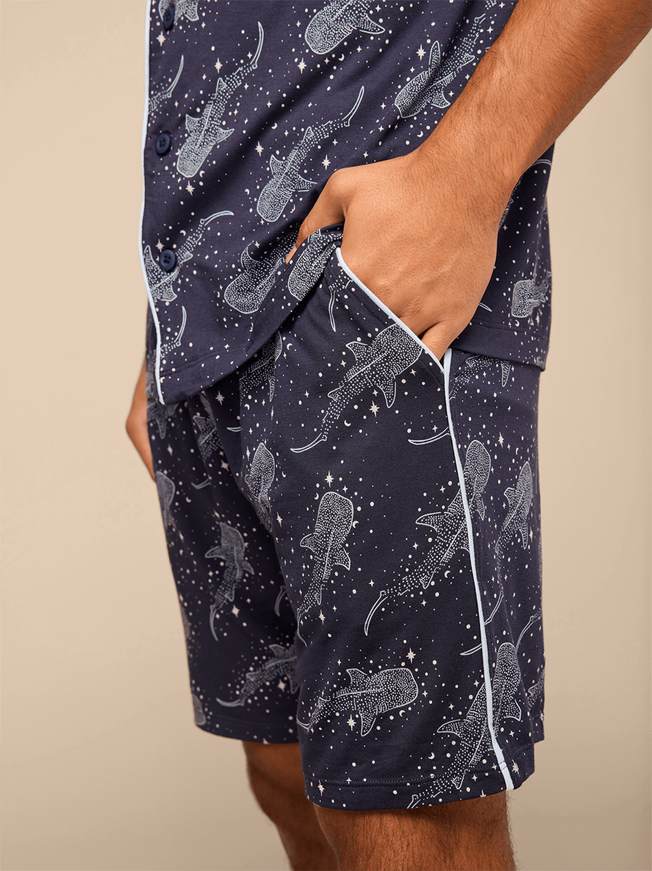 Men's Shortsleeve Modal PJ Set | Starry Sharks