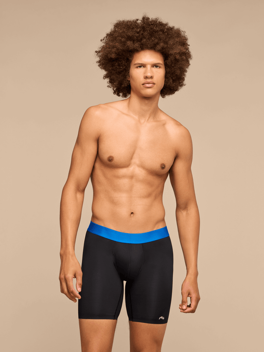Breathe Long Boxer Brief w/ Fly | Black/Cobalt Blue