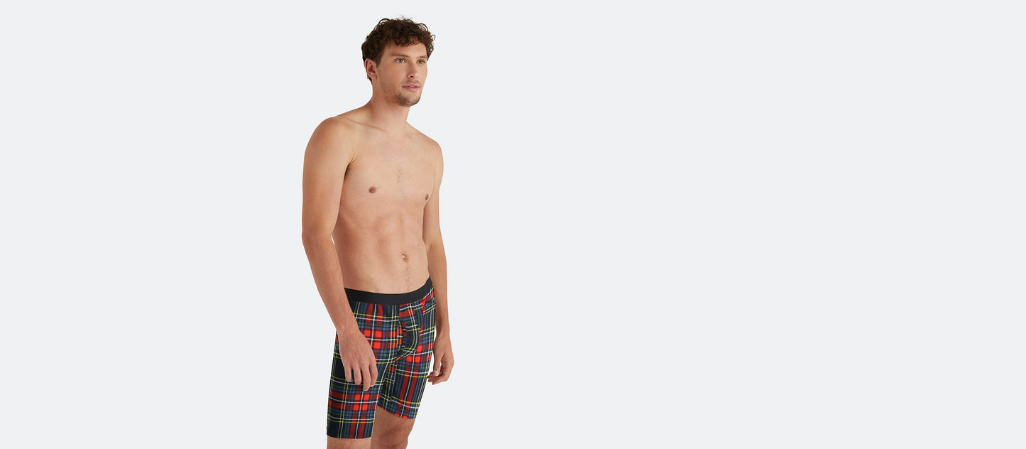 Long Boxer Brief w/ Fly | Festive Plaid