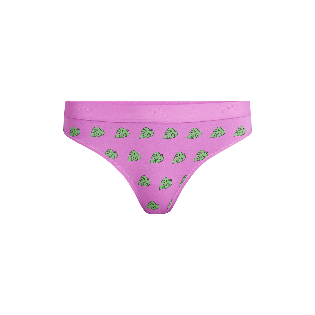 Stretch Cotton Mid-Rise Thong | Monstera Leaf