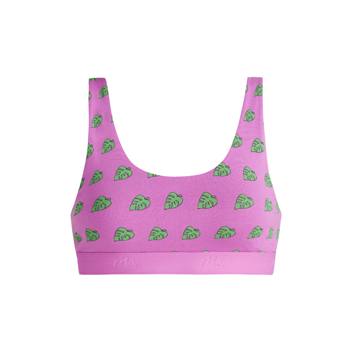 Stretch Cotton U-Neck Bralette | Monstera Leaf