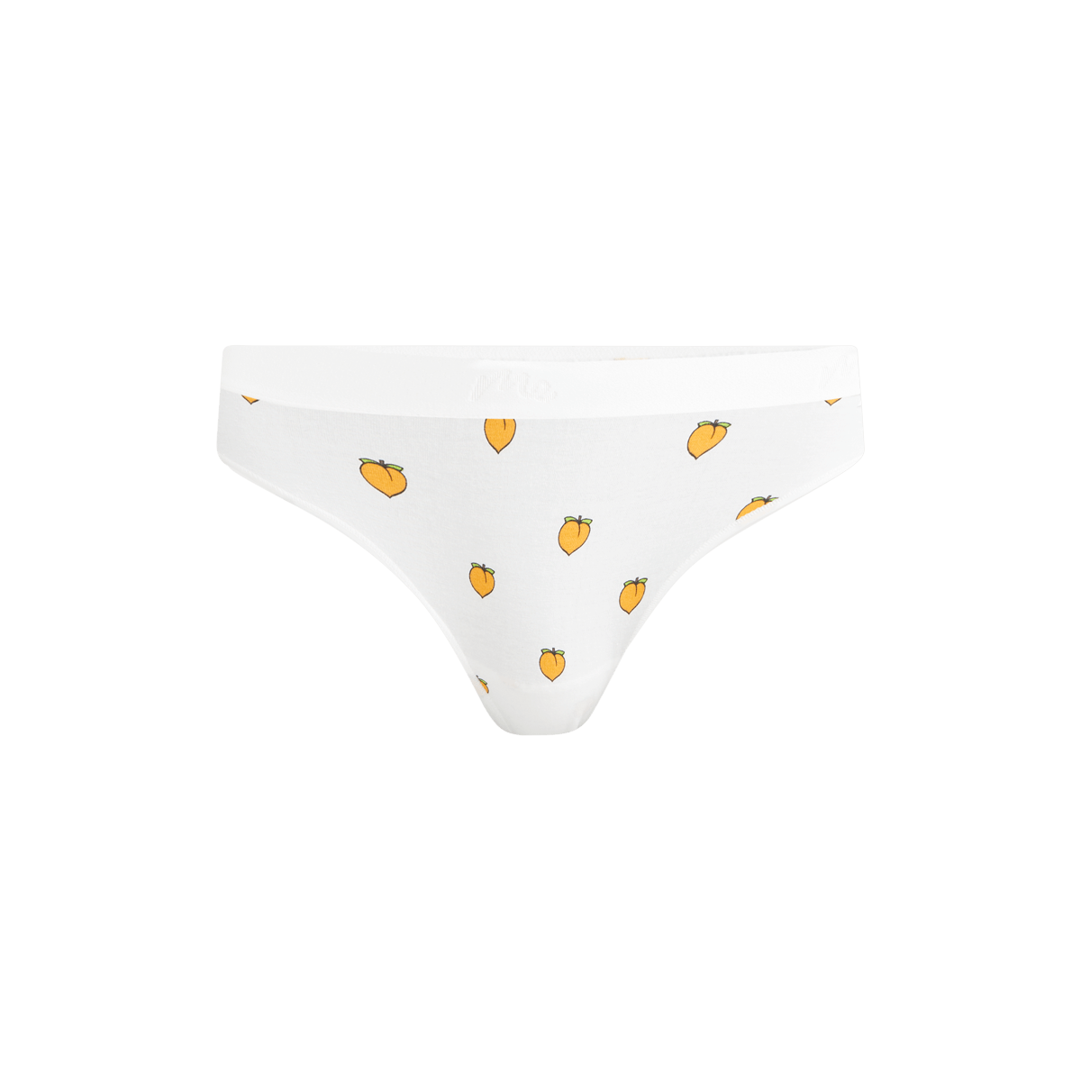 Stretch Cotton Mid-Rise Thong | Peaches